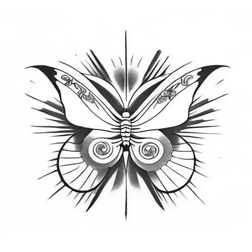Butterfly Om Symbol Tattoo In One Of The Wings