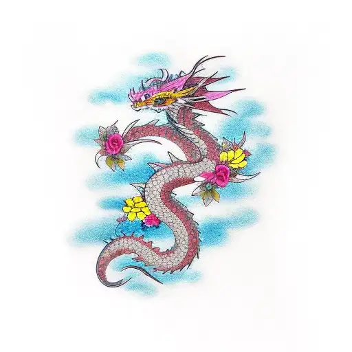 Dragon With Flowers