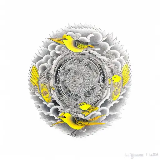 Yellow Bird Silver Wreath