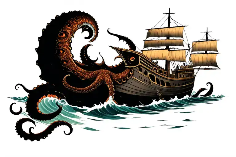 Kraken Sinking A Ship