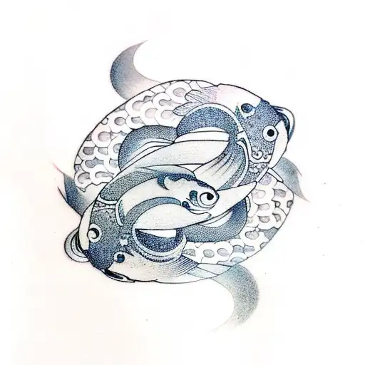 Ying Yang Symbol Koi Fish