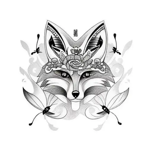Fox With Butterflies