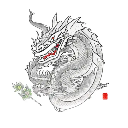 Dragon With Flowers