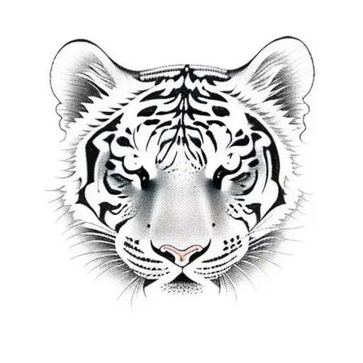 Half Tiger Face And Fleur-de-lis