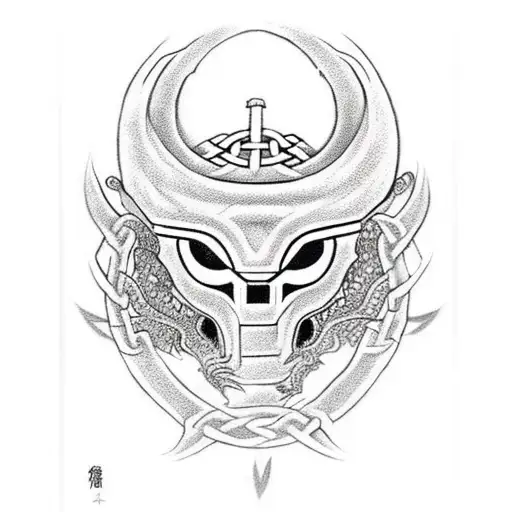 Using Image Of The Mf Doom Add A Celtic Dragon Around It