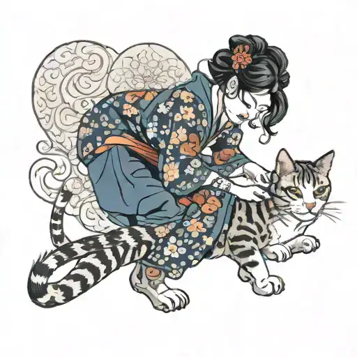 Cat And Woman Holding