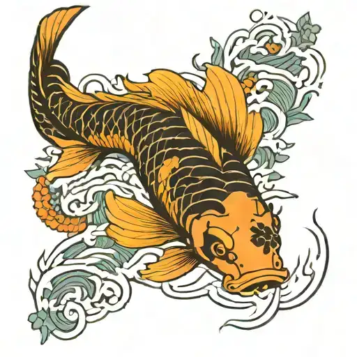 Japanese Koi Fish Swimming