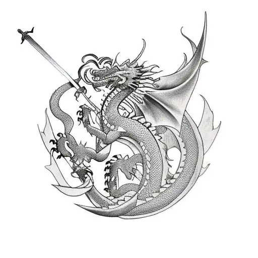 Dragon Going Down A Sword Sleeve