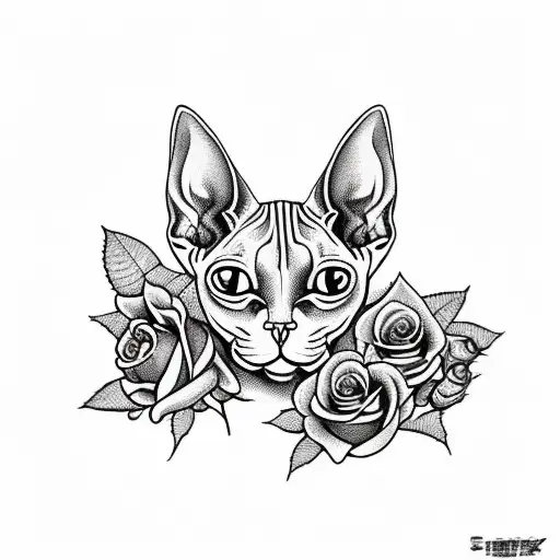 Sphynx Cat With Roses