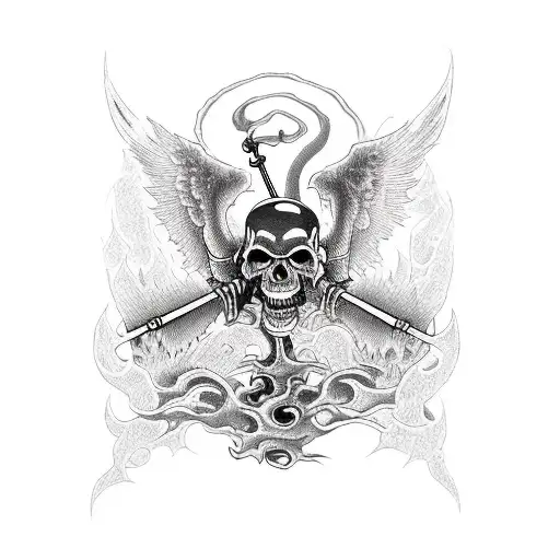 A Grim Reaper With His Scythe On His Back