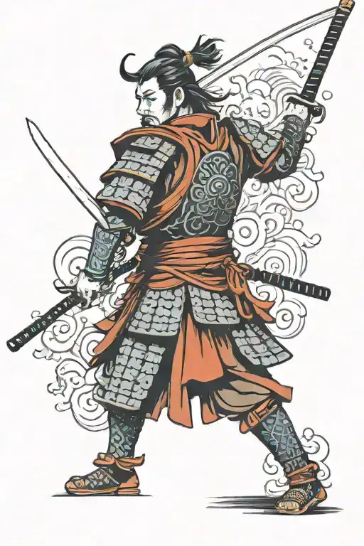 Samurai In Armor With A Katana