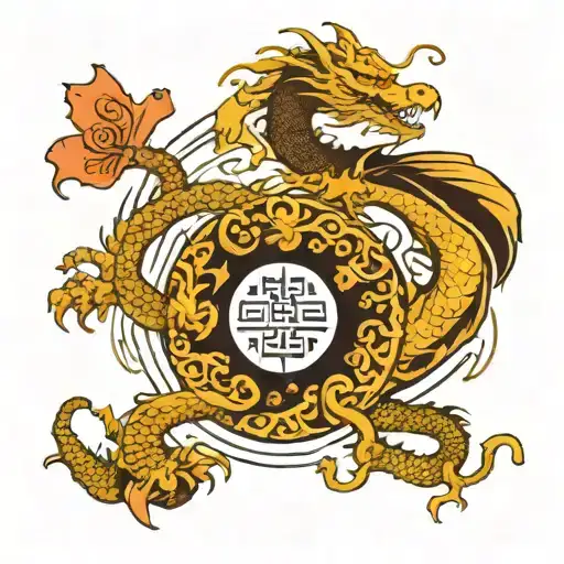 Dragon And Butterfly Yin And Yang Symbol
