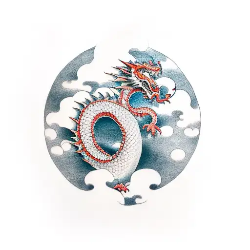 Dragon Emerging From Clouds