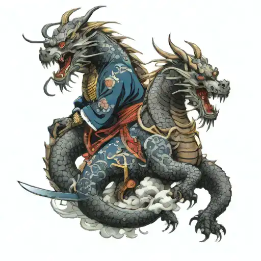 Samurai And Dragon