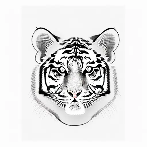 A Tiger Cat And A Full Black Cat In Japanese Style But Minimalist