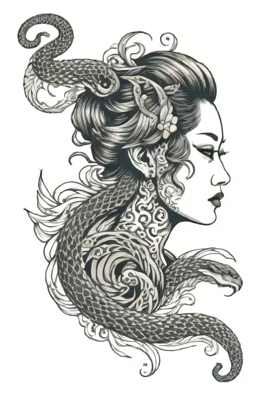 Woman Face With Snake Hairs