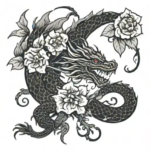 Dead Dragon With Flowers