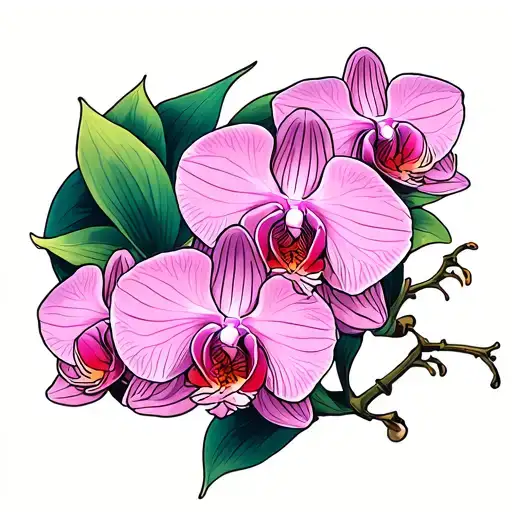Pink Orchid With Samoan Design Featuring