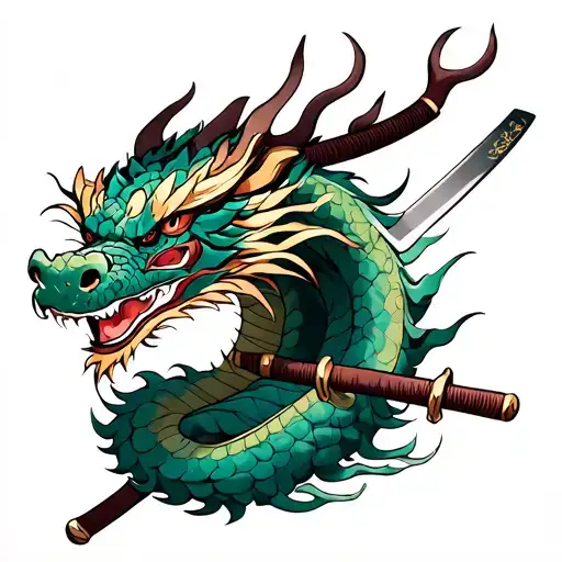 Samurain Dragon With Katana