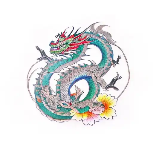 Dragon With Flowers