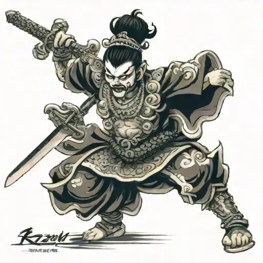 Hindu Rajput Warrior Weilding Sword