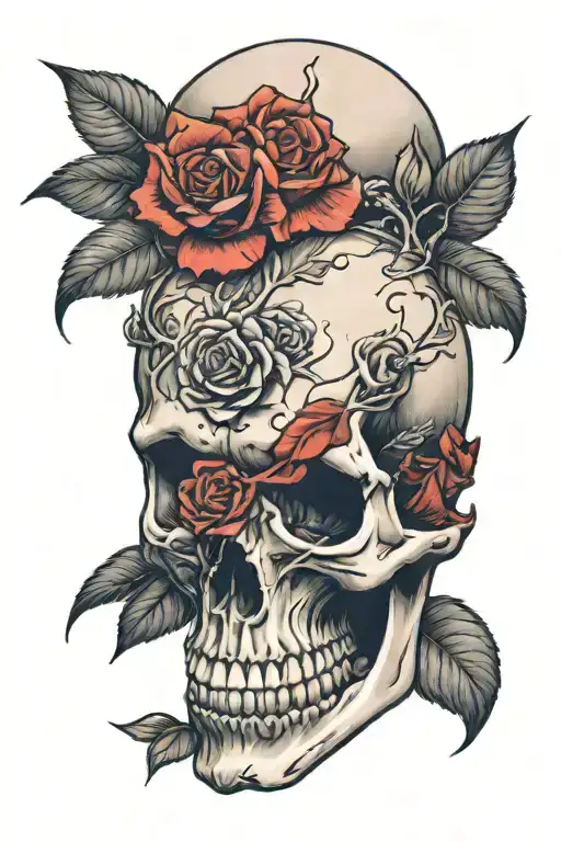 Rose Inside Skull