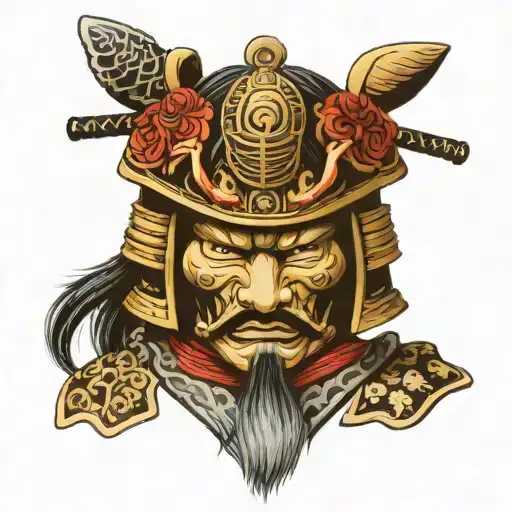 Samurai Head With Helmet