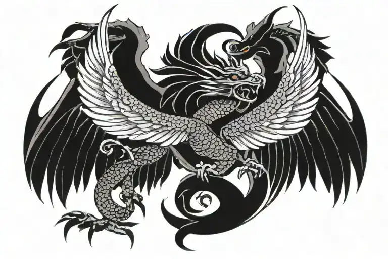 Warrior Wings And Dragon