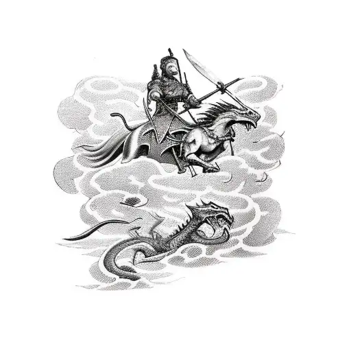 A Tattoo Of Saint George Killing A Dragon