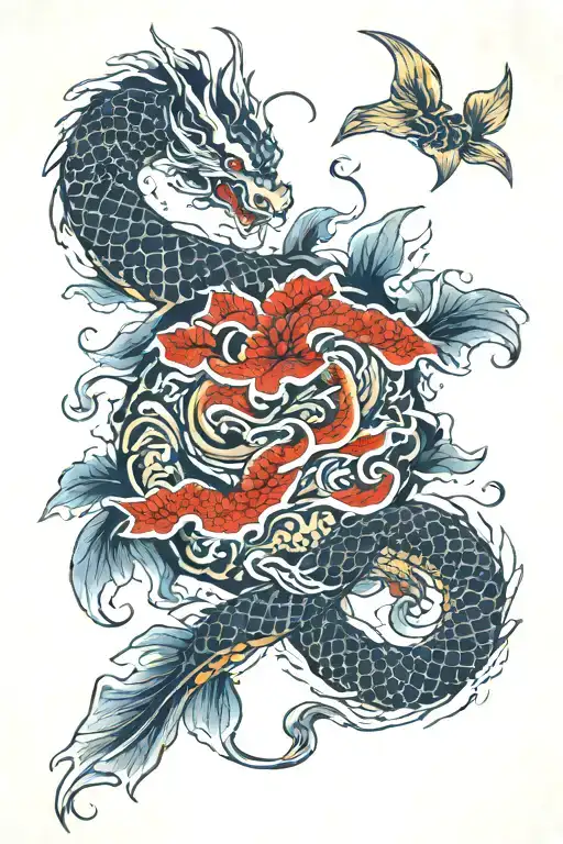Dragon And Koi Fish