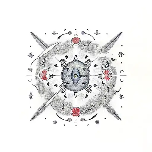 A Simple Japanese-style Tori Gate With The Astrological Constellation Of The Scorpion Above