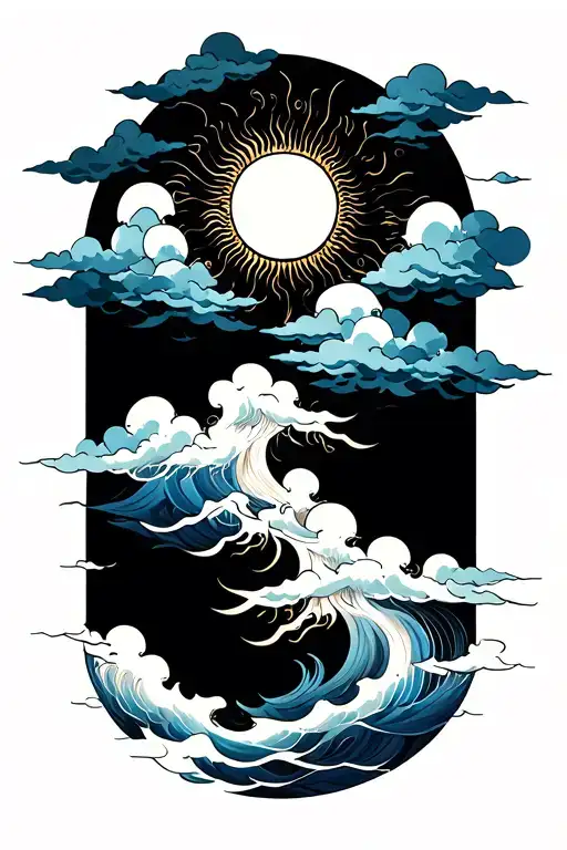 Sun Symbol And Clouds Forming The Shape