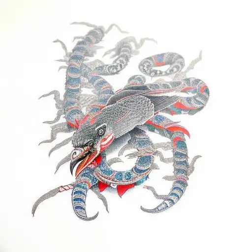 Crow Eating Centipede