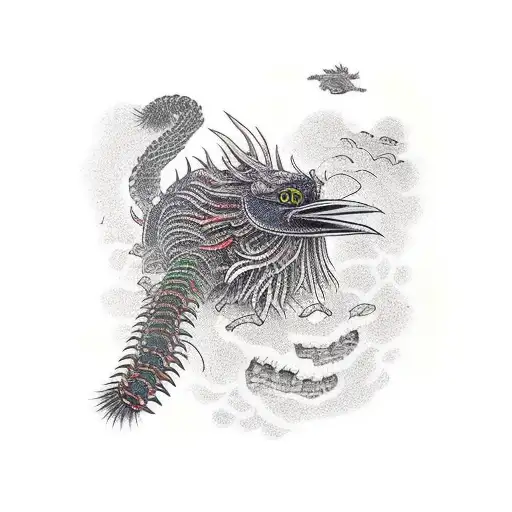 Crow Eating Centipede