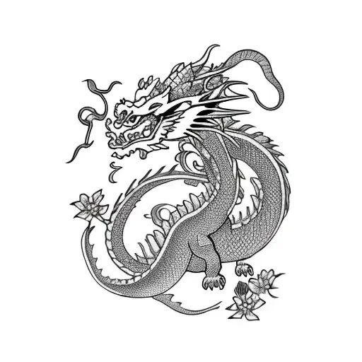 Dragon With Flowers