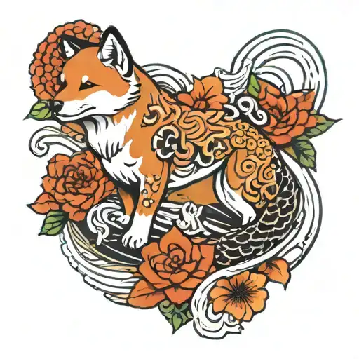 Shiba Inu Koi Fish Leg Sleeve