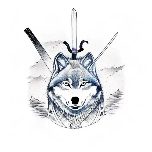 Japanese Swordsman With Head Of A Wolf