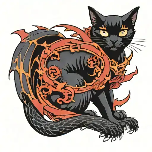 Black Cat With Bat Wings And Fangs