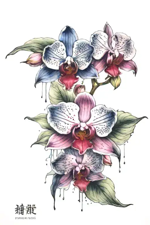 Water Color Orchid Flowers