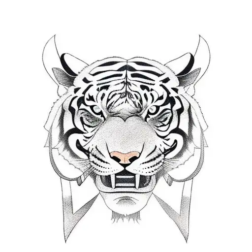 Samuri With Sword Fighting A Tiger