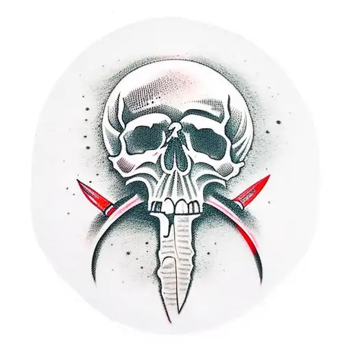 Skull With A Knife Through It