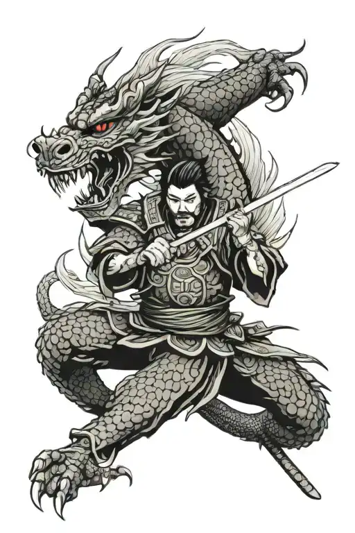 Dragon And Samurai Warrior