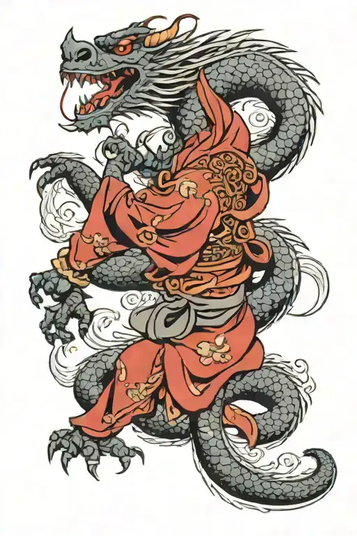 Dragon And Samurai Warrior