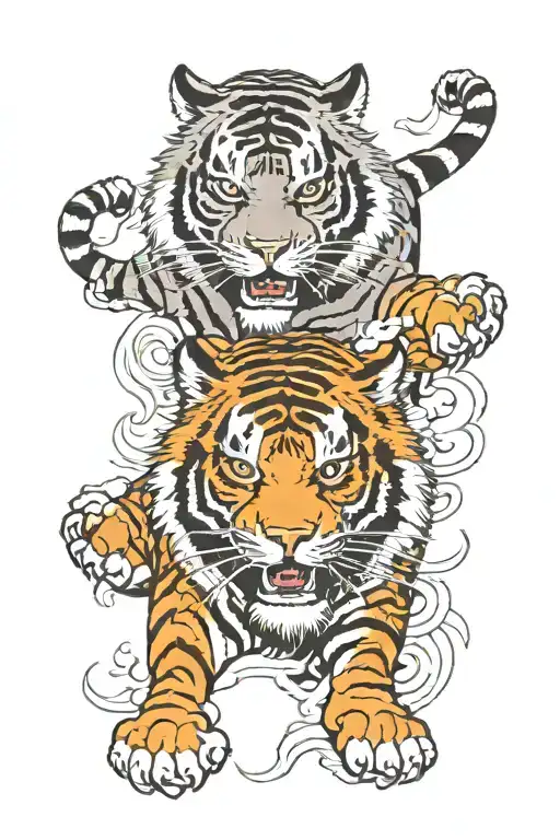 Japanese Tiger Surrounded