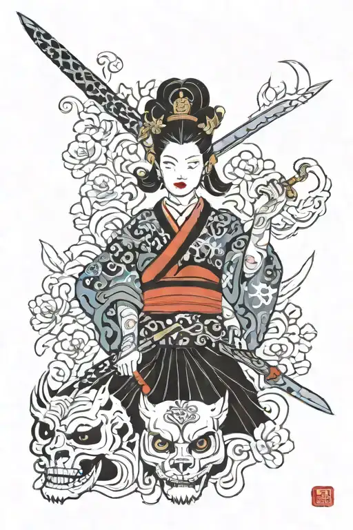 Lady Princess Holding A Knife Wearing Crown Surrounded