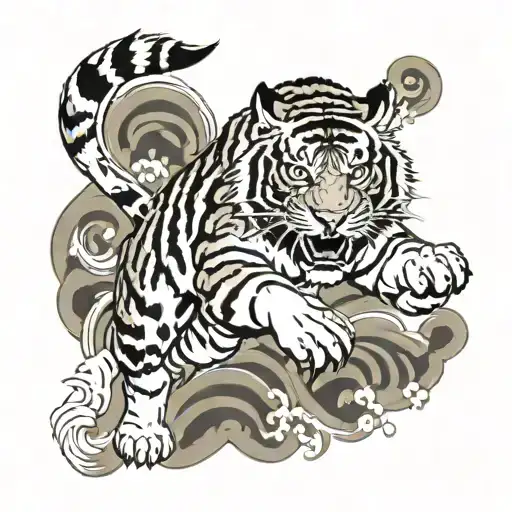 Tiger Leaping Towards