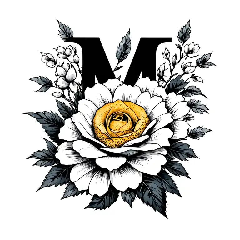Letter M Rose Daisy