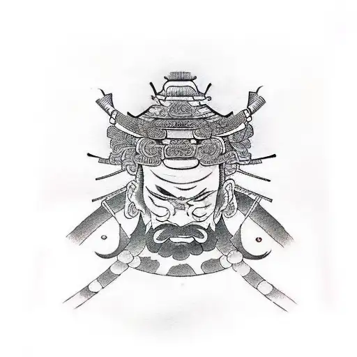 Samurai Meditation Near Open Fire