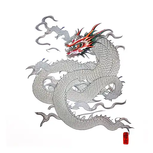 Japanese Dragon Wrapping A Katana