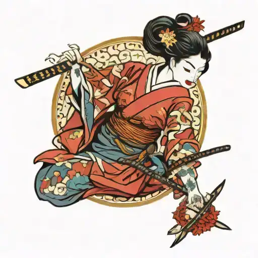 Geisha Holding A Katana